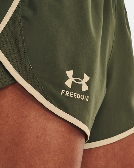 Women's UA Freedom Fly-By Shorts, Green, pdpMainDesktop image number 3